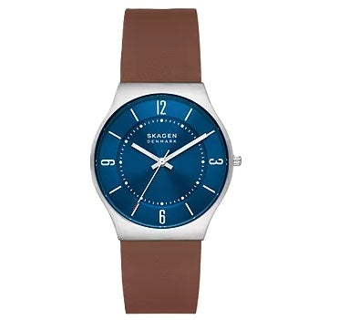 Skagen Denmark Grenen Three-Hand Espresso Leather Watch SKW6852